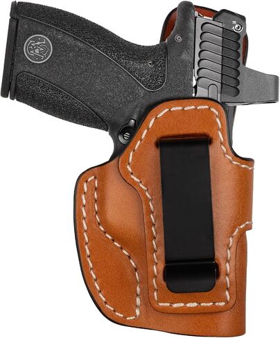 Premium IWB Leather Holster for S&W Bodyguard 2.0 TS/NTS, 2.75" & 3.1" Barrel, Optics Ready Concealed Carry Holster, Steel Clip for 1.75" Belt, Brown, Right or Left Hand Options in Kuwait