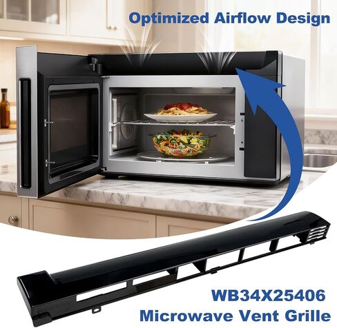 WB34X25406 Microwave Top Vent Grille Compatible with GE Microwave Vent Kit JNM3163RJ3SS,JNM3163RJ1SS,JNM3163RJ5SS,JVM3162RJ3SS,Replaces Microwave Vent Grille AP6040821,PS11774030,EAP11774030 in Kuwait