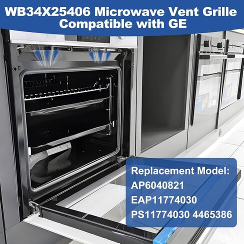 WB34X25406 Microwave Top Vent Grille Compatible with GE Microwave Vent Kit JNM3163RJ3SS,JNM3163RJ1SS,JNM3163RJ5SS,JVM3162RJ3SS,Replaces Microwave Vent Grille AP6040821,PS11774030,EAP11774030 in Kuwait