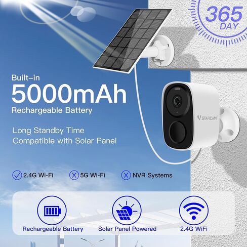 VSTARCAM 2K Solar Security Camera Wireless Outdoor, Free Cloud Storage, WiFi 6 2.4/5G Dual Band, Battery Powered Solar Camera for Home Security with Color Night Vision, Siren, IP66, Two-Way Audio in Saudi Arabia