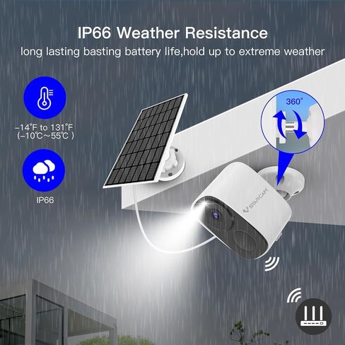 VSTARCAM 2K Solar Security Camera Wireless Outdoor, Free Cloud Storage, WiFi 6 2.4/5G Dual Band, Battery Powered Solar Camera for Home Security with Color Night Vision, Siren, IP66, Two-Way Audio in Saudi Arabia