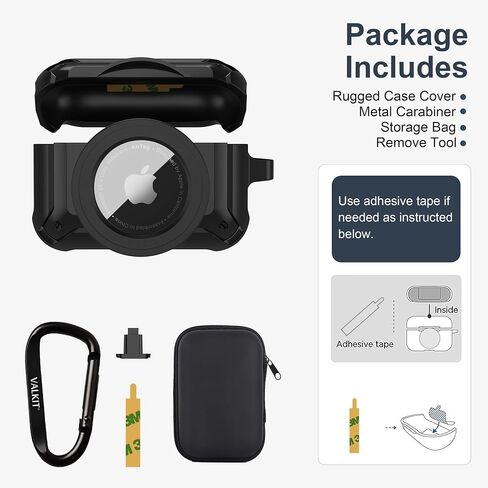 حافظة حماية Valkit 2 في 1 لأجهزة Airpods Pro 2/1 وغطاء AirTags، أسود in Kuwait
