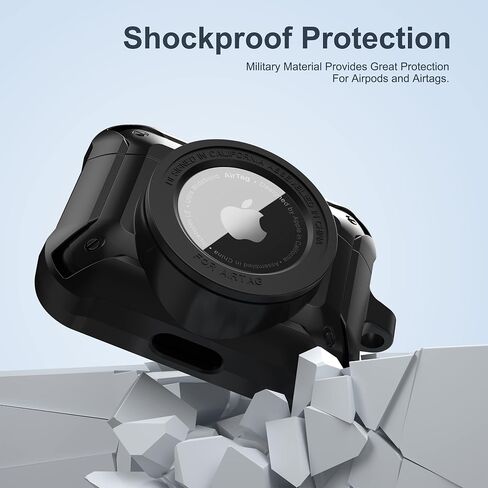 حافظة حماية Valkit 2 في 1 لأجهزة Airpods Pro 2/1 وغطاء AirTags، أسود in Kuwait