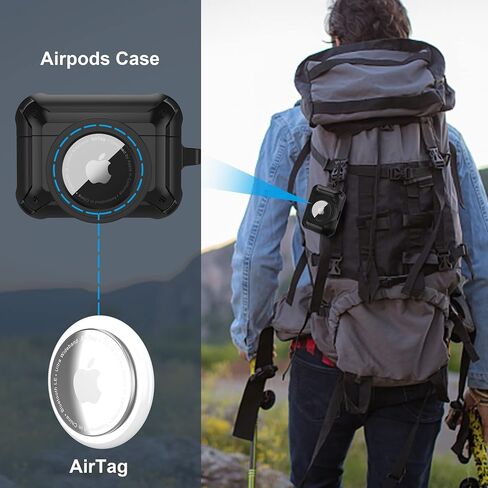حافظة حماية Valkit 2 في 1 لأجهزة Airpods Pro 2/1 وغطاء AirTags، أسود in Kuwait