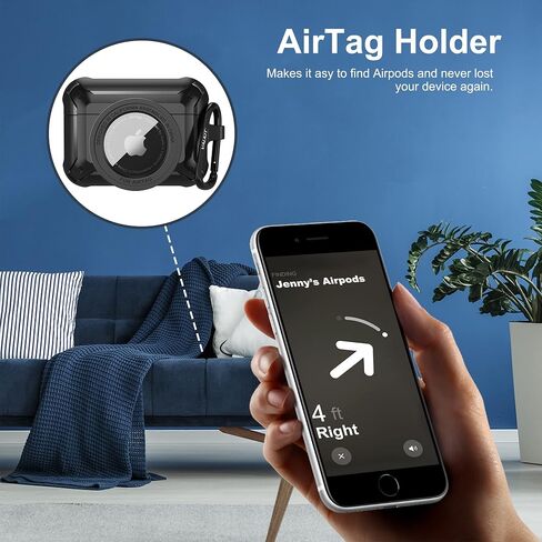 حافظة حماية Valkit 2 في 1 لأجهزة Airpods Pro 2/1 وغطاء AirTags، أسود in Kuwait