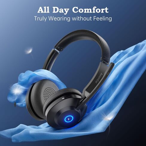 Bluetooth Wireless Headset with Mic for Work, Advanced Noise Reduction Microphone, Clear Calls - Comfortable On-Ear Headphones, Bluetooth 5.3, Applicable to Laptop, PC, Zoom, Office, Phone in Saudi Arabia