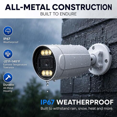 5MP PoE IP Bullet Security Camera Outdoors, 2.8MM 108° Wide Angle in Kuwait