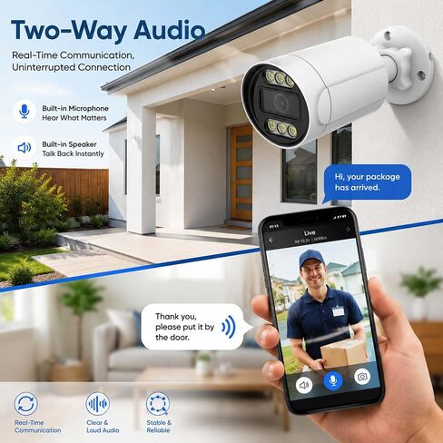 5MP PoE IP Bullet Security Camera Outdoors, 2.8MM 108° Wide Angle in Kuwait