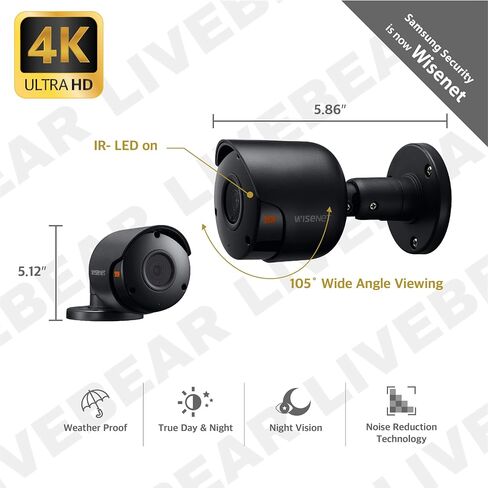Wisenet SDC-99447BF - كاميرا رصاصة مقاومة للطقس بدقة 4K فائقة الدقة، متوافقة مع SDH-B94047BF، وSDH-C94087BF، وSDH-E95127 in Kuwait