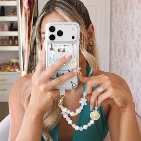 VELVET CAVIAR Phone Charm Wrist Strap - Cute Lanyard Accessory for Women - Compatible with all Phone Cases (Seashells) in Saudi Arabia