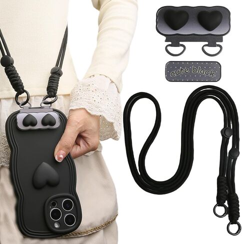Cell Phone Lanyard, Cute 3D Bow Tie Waves Phone Neck Strap Crossbody Lanyards Compatible with Most Smartphones in Kuwait