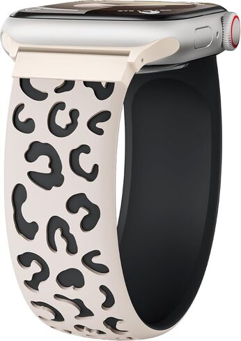 Silicone Solo Loop for Apple Watch Band 41mm 40mm 38mm 45mm 44mm 46mm 42mm Women/Men,Stretchy Engraved Sport Band Leopard Print Elastic Strap for iWatch Series 11 10 9 8 7 6 5 4 3 SE 3/2nd Ultra 49mm in Saudi Arabia
