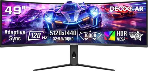 Deco Gear R1000 49" Curved Super Ultrawide Dual QHD Monitor 5120×1440 240 Hz 1000R E-LED HDR Adaptive Sync HDMI 2.1 DisplayPort 1.4 PIP PBP Overdrive Gaming Workstation Display in Saudi Arabia
