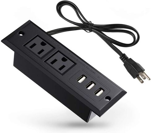 Conference Recessed Power Strip Socket with USB Ports,Table Power Strip,Desktop Charging Station with 2-Outlets and 3 USB Ports(Max 3.5A) in Kuwait