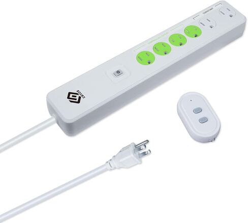 OSKOS Indoor 6-Outlet Energy-Saving Strip with Wireless Remote,100-Foot RF Range, Expandable Remote Light Switch for Household Appliances, Includes one 3 Voltage Lithium Battery, 15A/1800W, UL Listed in Saudi Arabia
