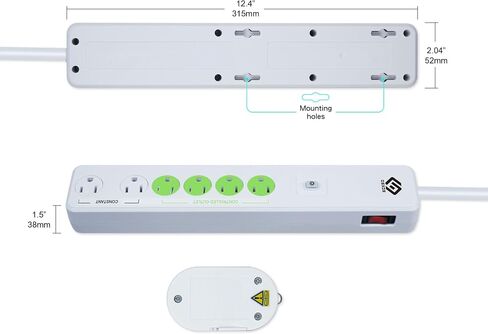 OSKOS Indoor 6-Outlet Energy-Saving Strip with Wireless Remote,100-Foot RF Range, Expandable Remote Light Switch for Household Appliances, Includes one 3 Voltage Lithium Battery, 15A/1800W, UL Listed in Saudi Arabia
