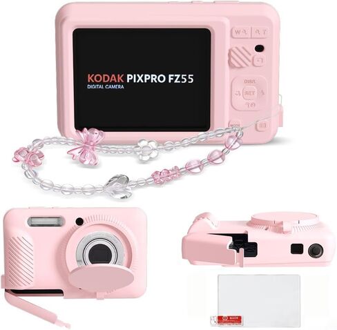 Case for Kodak PIXPRO FZ55, FZ55 accessories，Soft Silicone Protective Case Removable Lens Cover, lncludes Screen Protector and Cute Lanyard- Red in Saudi Arabia