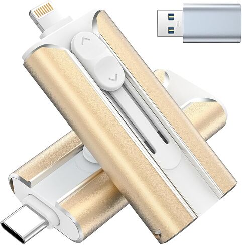 MFI Certified 512GB Flash Drive – Photo Stick and USB Stick Offers Photo/Video Storage, The External Storage is Compatible with iOS, Android, and Pc,1 Pack (Gold)(Available Space: ~484GB) in Saudi Arabia