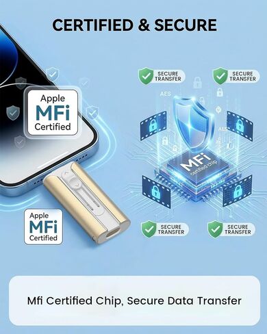 MFI Certified 512GB Flash Drive – Photo Stick and USB Stick Offers Photo/Video Storage, The External Storage is Compatible with iOS, Android, and Pc,1 Pack (Gold)(Available Space: ~484GB) in Saudi Arabia