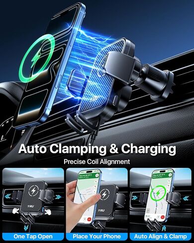 YRU 【Auto-Clamping & 90+LBS Strong Suction 15W Wireless Car Charger Mount in Saudi Arabia