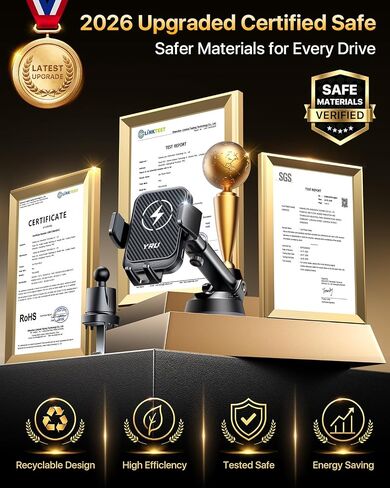 YRU 【Auto-Clamping & 90+LBS Strong Suction 15W Wireless Car Charger Mount in Saudi Arabia