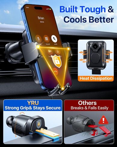 YRU 【Auto-Clamping & 90+LBS Strong Suction 15W Wireless Car Charger Mount in Saudi Arabia