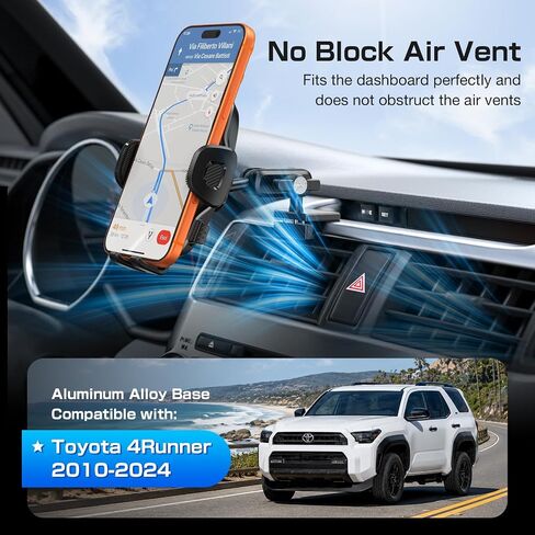 Phone Mount for Toyota 4Runner 2010 2011 2012 2013 2014 2015 2016 2017 2018 2019 2020 2021 2022 2023 2024 5th Gen 4Runner Accessories Phone Holder for All Phones Dual Fixation 360° Rotation in Kuwait