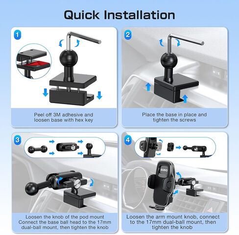 Phone Mount for Toyota 4Runner 2010 2011 2012 2013 2014 2015 2016 2017 2018 2019 2020 2021 2022 2023 2024 5th Gen 4Runner Accessories Phone Holder for All Phones Dual Fixation 360° Rotation in Kuwait