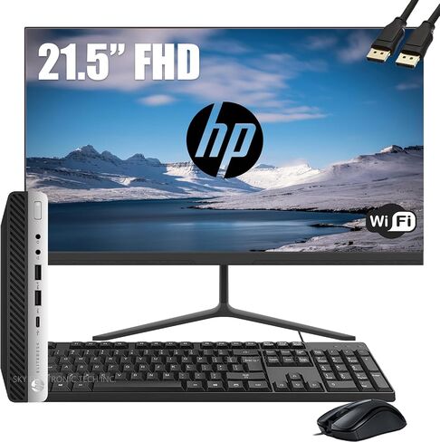 HP EliteDesk 800 G3 Mini Business Desktop Computer with 27" FHD Monitor Bundle PC Set and Earphones, Intel Core i7-6700, 16GB DDR4, 512GB SSD, DP, Keyboard & Mouse, WiFi, Windows 11 Pro (Renewed) in Kuwait
