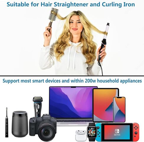 220V to 110V Converter Travel Adapter, FOVAL International Step Down Power Converter for Hair Straightener/Curler with 18W USB-C Port Voltage Converter US to Europe Italy UK AU China Plug (White) in Kuwait