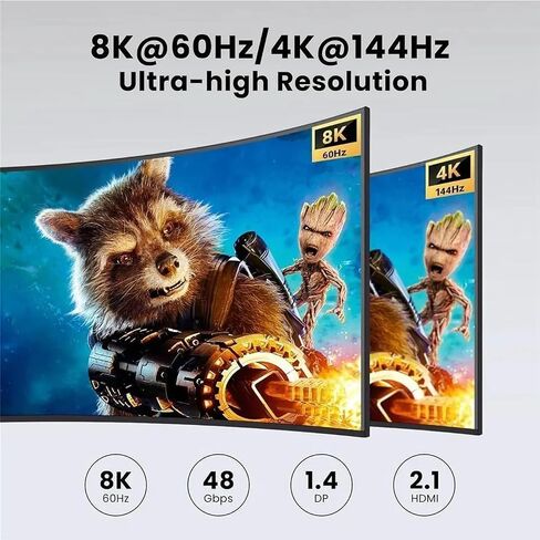 8K@60Hz Dual Monitor KVM Switch 2 Computers 2 Monitors, HDMI 2.1 & DisplayPort 1.4, 4K@120Hz, 4 USB 3.0 Ports, Extended/Copy Mode, IR Remote, Plug & Play in Kuwait