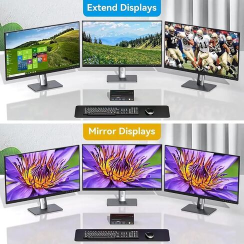 KVM Switch 3 Monitors 2 Computers, HDMI 2.1 + 2X DisplayPort 1.4, 8K@60Hz 4K@120Hz, 4 USB 3.0 Ports, Extended/Copy Mode, Share Keyboard Mouse Printer, Triple Monitor KVM in Kuwait