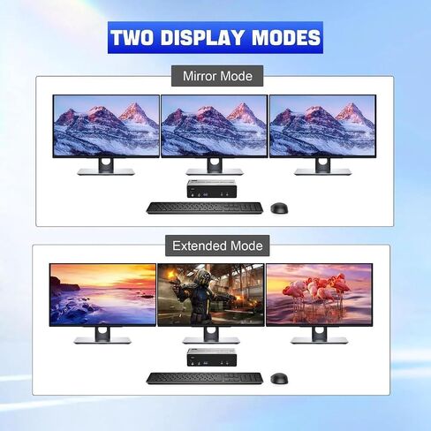KVM Switch 3 Monitors 2 Computers 8K@60Hz, HDMI + 2 DisplayPort Triple Monitor KVM, 3 USB 3.0, Audio Mic, Wired Remote, for 2 PC Share Keyboard Mouse 3 Screens in Kuwait