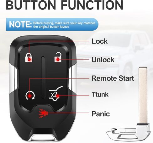 2 Pcs Smart Key Fob Replacement Remote fits for GMC Acadia 2017 2018 2019 2020 2021 Car Keyless Entry Remote HYQ1EA 433 Mhz ID46 in Kuwait