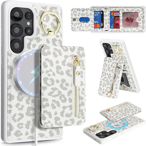 for Samsung Galaxy S26 Phone case with Card Holder -White Leopard in Kuwait