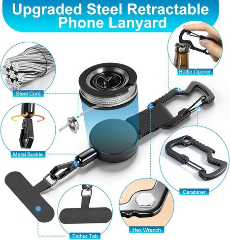 TRELC Anti-theft Phone Tether, 2 Pack Steel Retractable Phone Lanyard in Kuwait