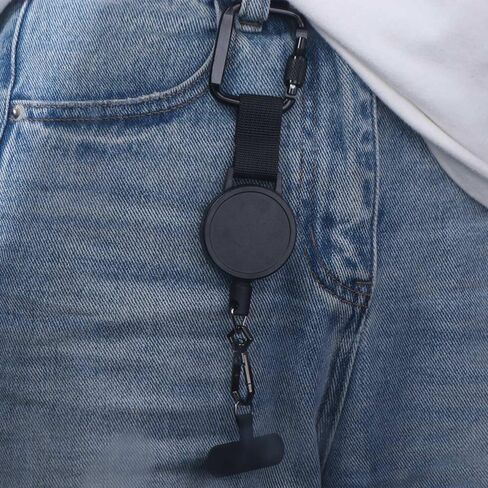 Retractable Anti-Theft Phone Lanyard with Clip for Hiking Cycling Climbing 7.87in Black(Black) in Kuwait