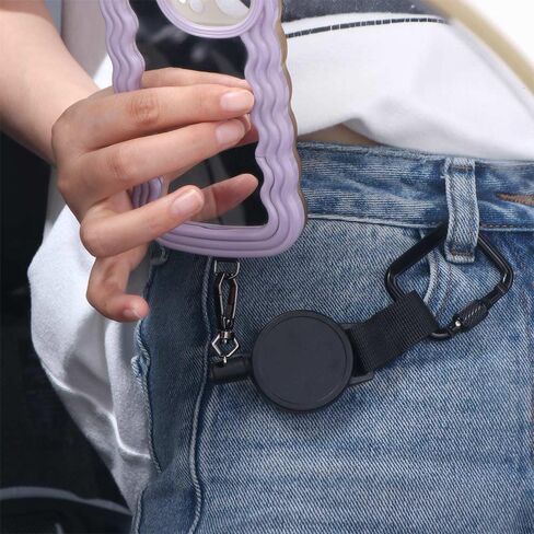 Retractable Anti-Theft Phone Lanyard with Clip for Hiking Cycling Climbing 7.87in Black(Black) in Kuwait