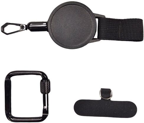 Retractable Anti-Theft Phone Lanyard with Clip for Hiking Cycling Climbing 7.87in Black(Black) in Kuwait