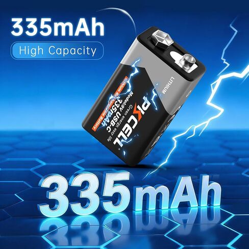 PKCELL Rechargeable 9V Batteries USB-C, 335mAh 9V Lithium Battery 4 Pack in Kuwait