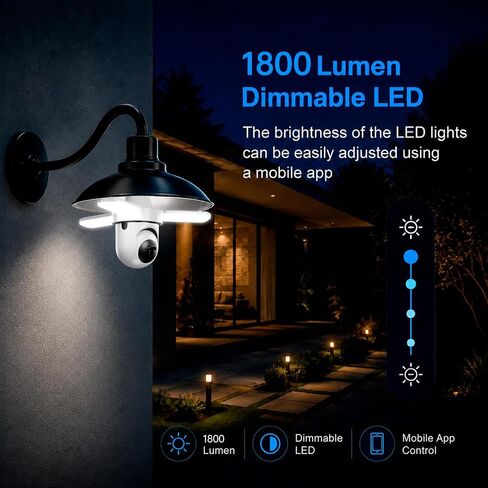 2K Light Bulb Security Camera, 355°PTZ WiFi Camera with 1800LM Light in Kuwait