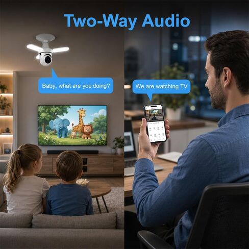2K Light Bulb Security Camera, 355°PTZ WiFi Camera with 1800LM Light in Kuwait