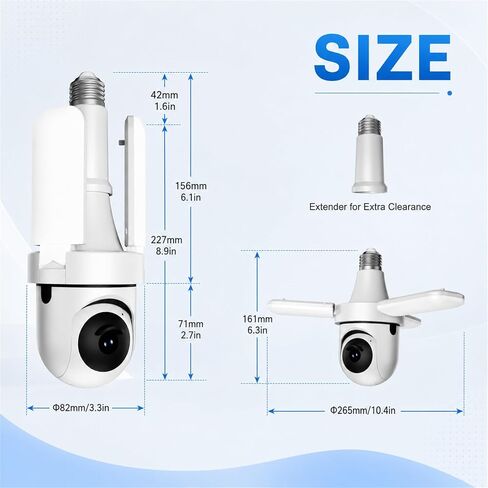 2K Light Bulb Security Camera, 355°PTZ WiFi Camera with 1800LM Light in Kuwait