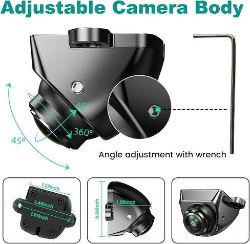 GreenYi AHD 1080P Backup Camera with Adjustable Fisheye Lens + 4Pin Male to M12 Aviation Female Cable Plug Adapter Converter in Kuwait
