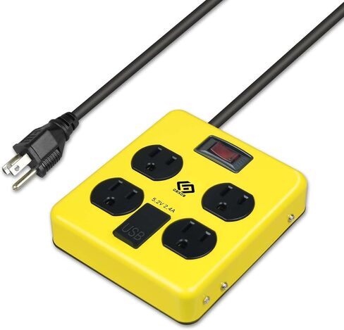 OSKOS 4-Outlet Workshop Power Strip with 3-Foot Power Cord, Two USB 2.4A Ports (1A1C), 15A/1800W, Wall-Mountable, UL Listed, Metal Casing Design in Kuwait