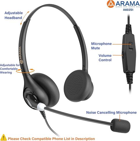 Arama Phone Headset for Office Phones for Polycom & Other IP Phones(A602S1) in Saudi Arabia