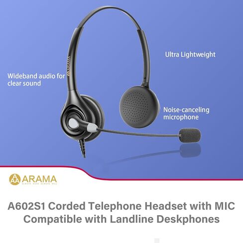 Arama Phone Headset for Office Phones for Polycom & Other IP Phones(A602S1) in Saudi Arabia