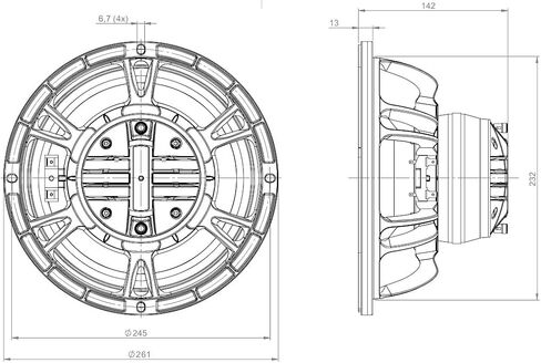 B&C Speakers 10CXN64 10-inch Neo Coaxial Speaker Mid Bass 8 Ohm LF 250 Wrms 500 Watts Pro Audio Car Motorcycle Speaker Component Driver Applications in Kuwait
