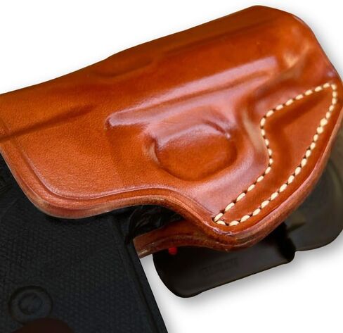 حافظة مجداف OWB من الجلد الفاخر من Masc مفتوحة من الأعلى تناسب Walther PPK/S .22LR/ 380 عيار 3.3 بوصة، رسم باليد اليمنى، بني #1170# in Kuwait