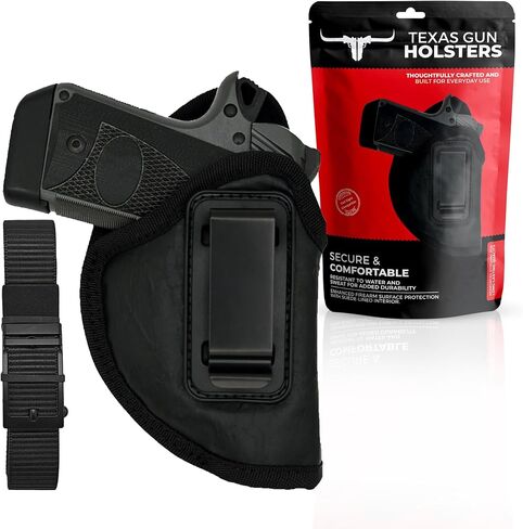 IWB Eco Leather Micro Holster Bundle with Tactical Belt – Optic Ready, Concealed Carry EDC Holster – Fits G22, Kimber Micro 9 & More in Saudi Arabia